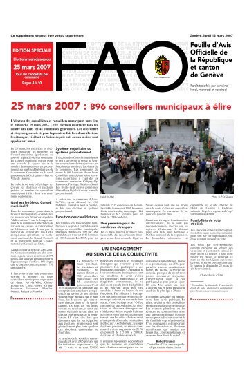 FAO spÃ©ciale Ã©lections [pdf 750ko] - Etat de GenÃ¨ve