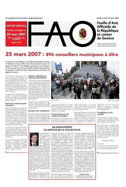 FAO spÃ©ciale Ã©lections [pdf 750ko] - Etat de GenÃ¨ve