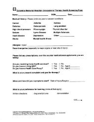 Occupational Therapy Health Screening Form - Columbia Memorial ...