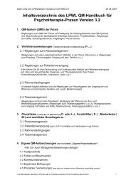 Inhaltsverzeichnis des LPWL QM-Handbuch fÃ¼r Psychotherapie ...