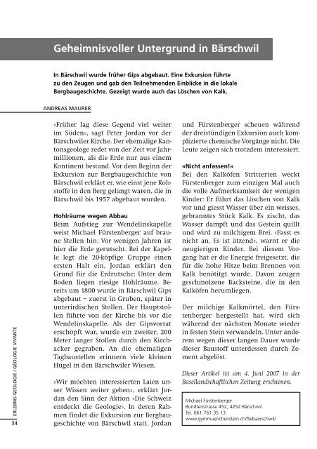 Geoscience ACTUEL 3/2007 - Platform Geosciences - SCNAT