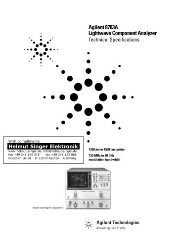 Agilent 8703A Lightwave Component Analyzer - Helmut Singer ...