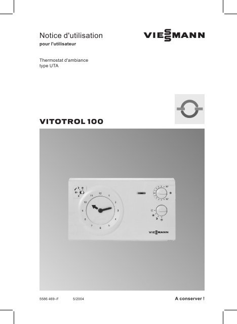 Notice d'utilisation Vitotrol 100 UTA871 KB - Viessmann