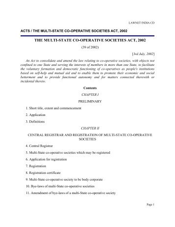 Multistate-co-operative-society-act-and-rules - Asha on SCBA Multi ...