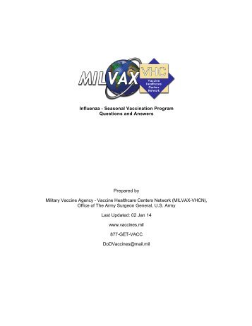 Influenza - Seasonal Vaccination Program Questions and ... - MILVAX