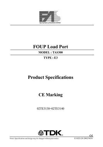 Type E3 Specifications (PDF)