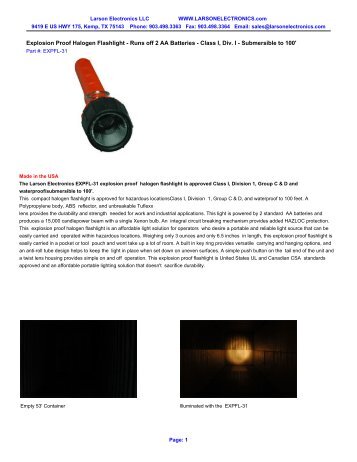 Explosion Proof Halogen Flashlight - Runs off 2 ... - Magnalight.com