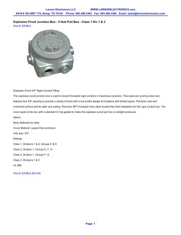 Explosion Proof Junction Box - 5 Hub Pull Box ... - Magnalight.com