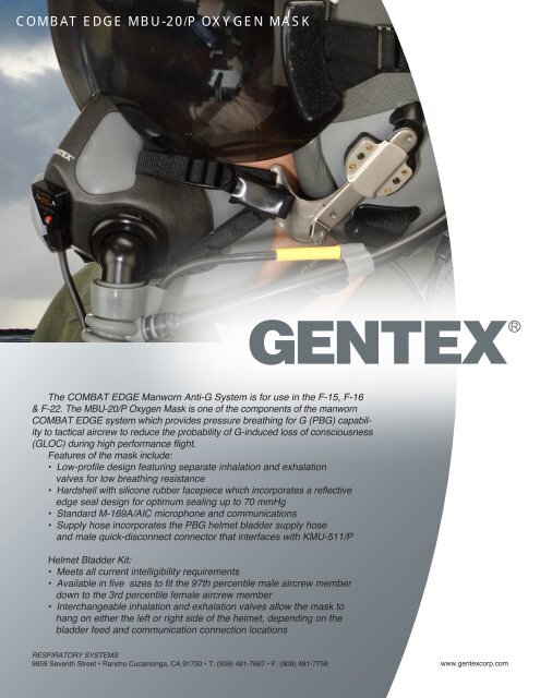 COMBAT EDGE MBU-20/P OXYGEN MASK - Gentex Corporation