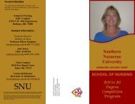 Nursing Brochure here - Southern Nazarene University