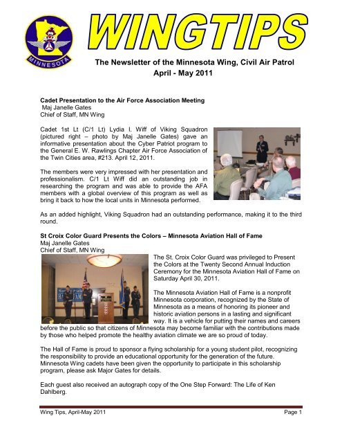 The Newsletter of the Minnesota Wing, Civil Air Patrol April - May 2011