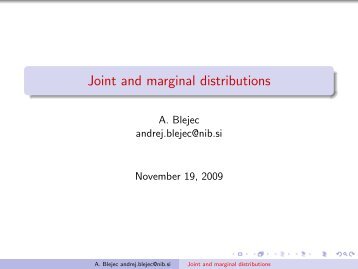 Joint and marginal distributions - Andrej Blejec - NIB