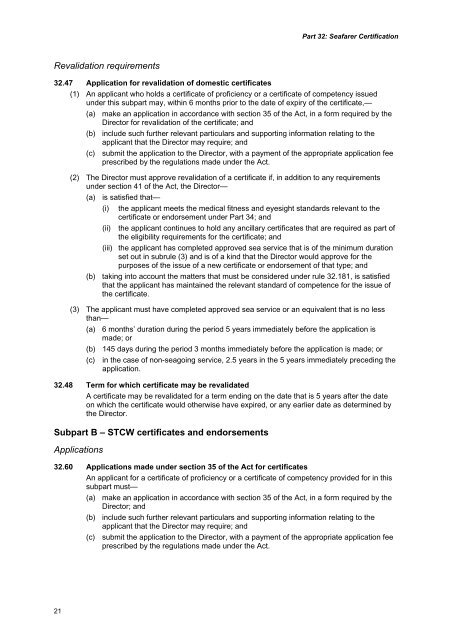 Draft Rule Part 32: Seafarer certification - Maritime New Zealand