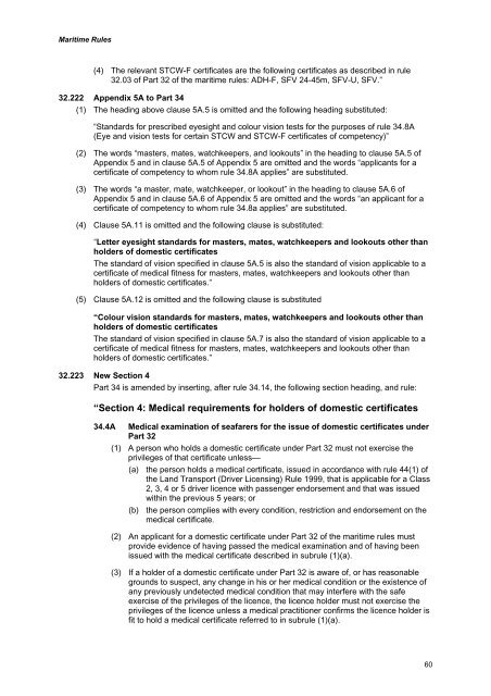 Draft Rule Part 32: Seafarer certification - Maritime New Zealand