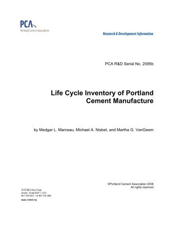 Life Cycle Inventory of Portland Cement Manufacture