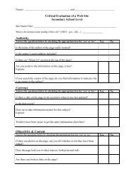 Web Evaluation Form