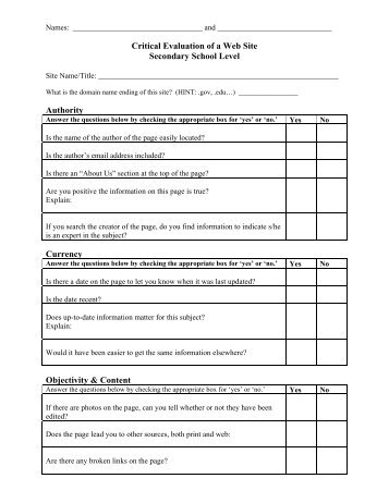 Web Evaluation Form