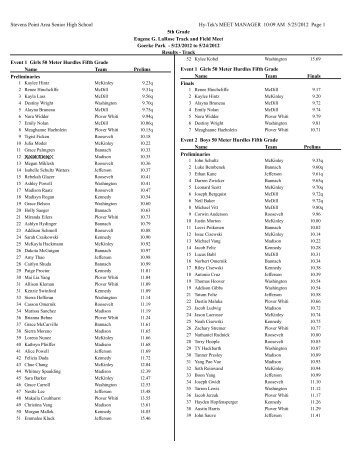 5th Grade Track Results Day 2 - Let's Move In Point