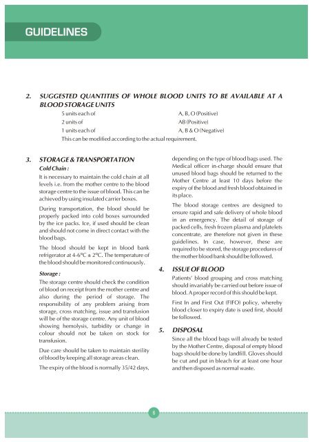 Guidelines for Setting Up Blood Storage Centres - NRHM Tripura