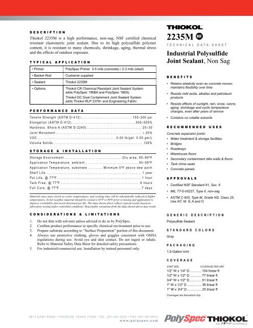 Thiokol 2235M - PolySpec