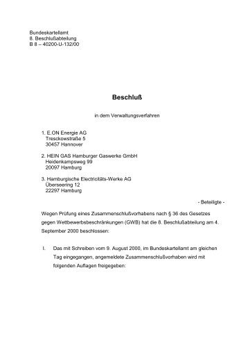 Beschluß - Bundeskartellamt