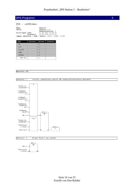 Projektarbeit „SPS Station 3 – Bearbeiten“ Seite 1 von 52 Erstellt ...