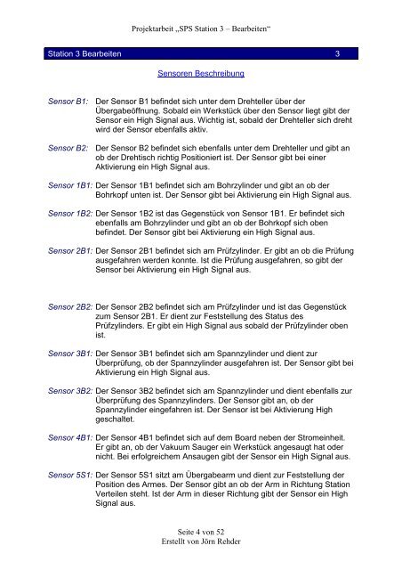 Projektarbeit „SPS Station 3 – Bearbeiten“ Seite 1 von 52 Erstellt ...