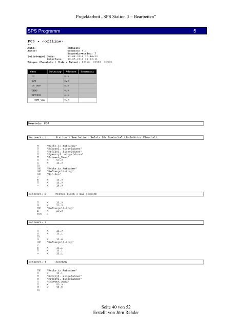 Projektarbeit „SPS Station 3 – Bearbeiten“ Seite 1 von 52 Erstellt ...