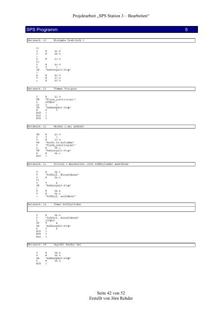 Projektarbeit „SPS Station 3 – Bearbeiten“ Seite 1 von 52 Erstellt ...