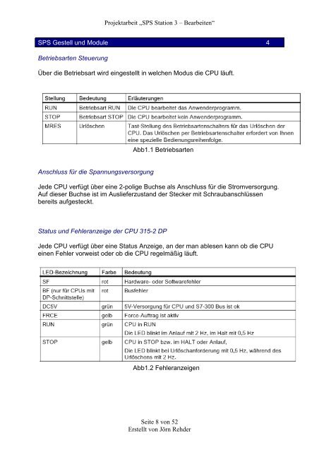 Projektarbeit „SPS Station 3 – Bearbeiten“ Seite 1 von 52 Erstellt ...