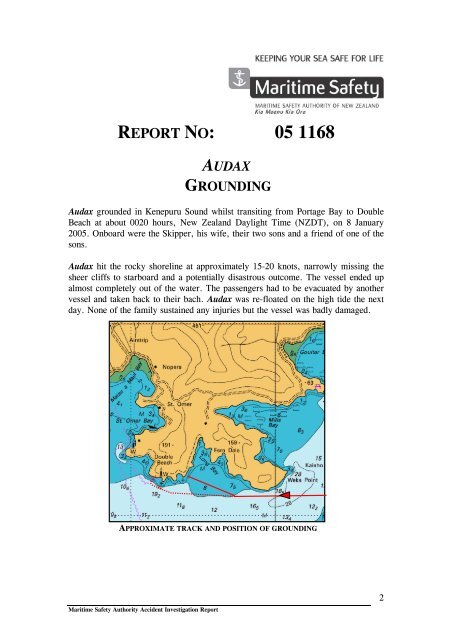 Class B Accident Report Audax Grounding - Maritime New Zealand