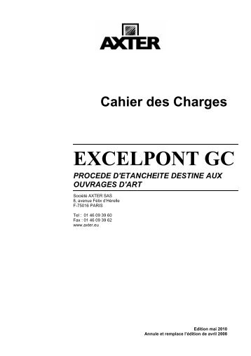 EXCELPONT GC Cahier des charges - Axter