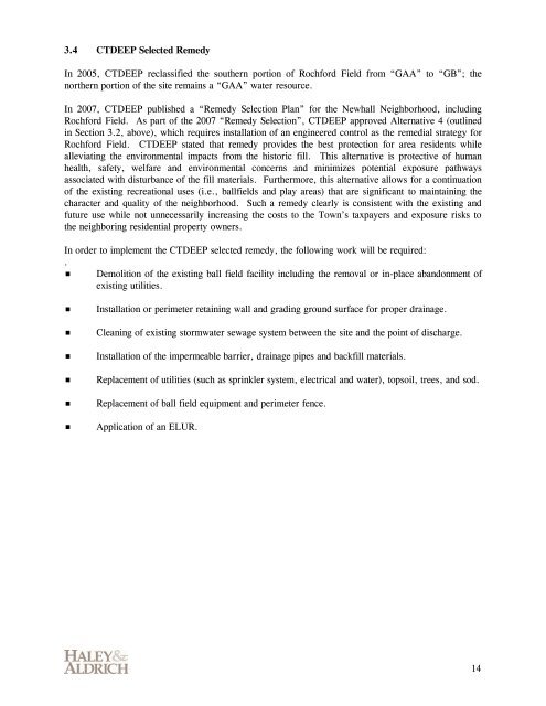 Remedial Action Plan - Rochford Field - Newhall Remediation Project