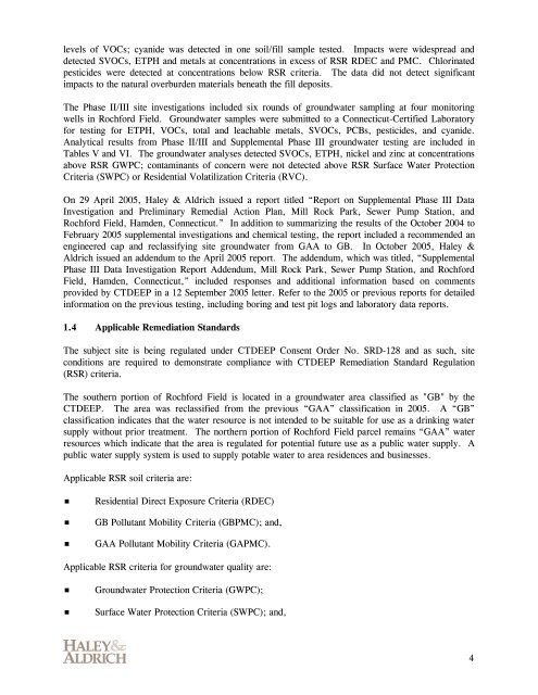 Remedial Action Plan - Rochford Field - Newhall Remediation Project