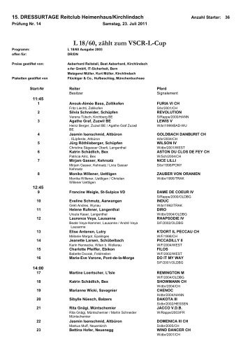 L 18/60, zÃ¤hlt zum VSCR-L-Cup - Reitclub Heimenhaus