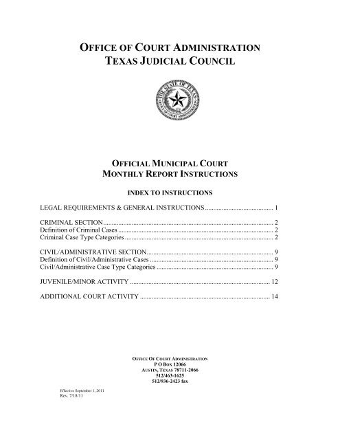 OCA Reporting - Texas Municipal Courts Education Center
