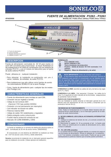 FUENTE DE ALIMENTACION P3262 - P3263 - Sonelco