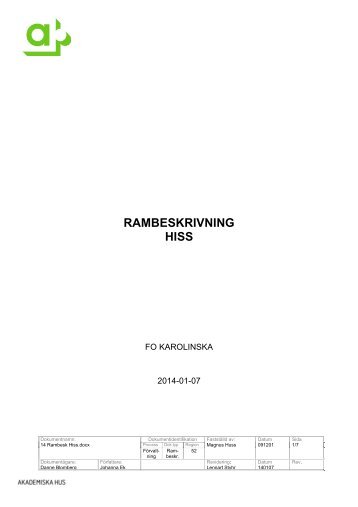 14 Rambeskrivning Hiss - Akademiska Hus