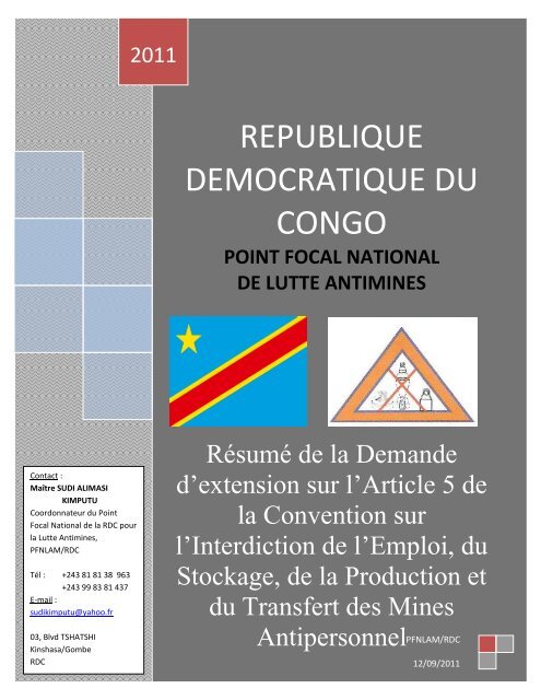 republique democratique du congo - AP Mine Ban Convention