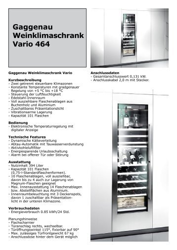 Gaggenau Weinklimaschrank Vario 464