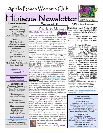 Hibiscus Newsletter - Apollo Beach Woman's Club