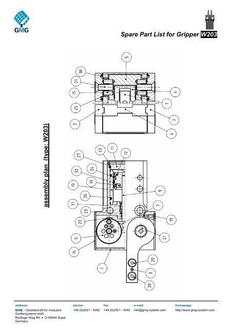 Spare Part List for Gripper W203 - GMG - Gesellschaft für modulare ...