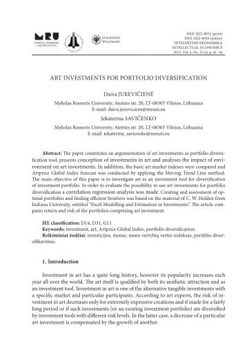 art investments for portfolio diversification - Mykolo Romerio ...