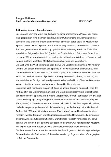 Funktionaler Grammatikunterricht - Institut fÃ¼r deutsche Sprache und ...