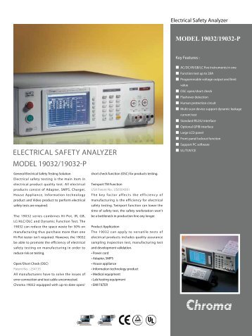 electrical safety analyzer model 19032/19032-p - Chroma Systems ...