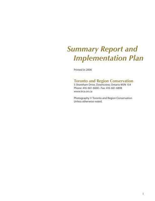 Summary Report and Implementation Plan - Partners in Project Green