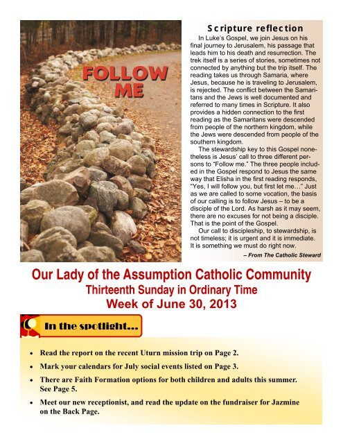 Bulletin for June 30 - Our Lady of the Assumption