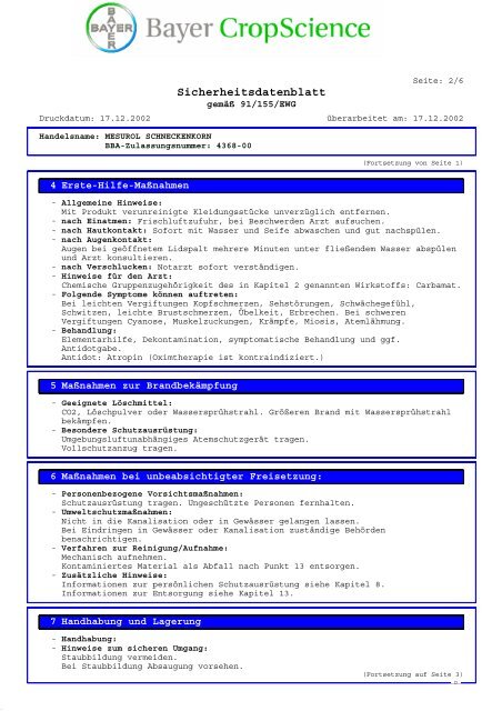 Sicherheitsdatenblatt