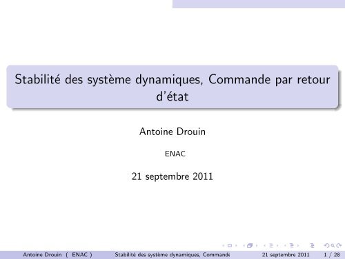 Stabilité des système dynamiques, Commande par retour d'état