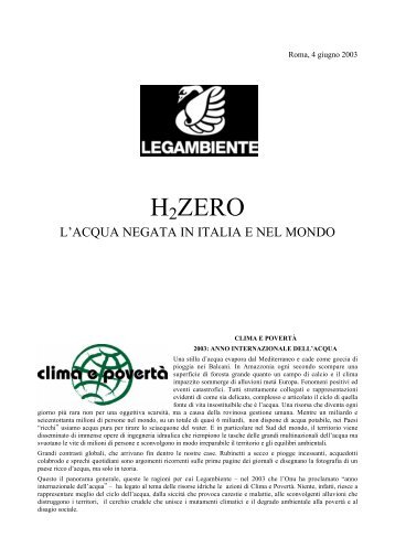 H2ZERO: l'Acqua negata in Italia e nel mondo - Volontariato Lazio